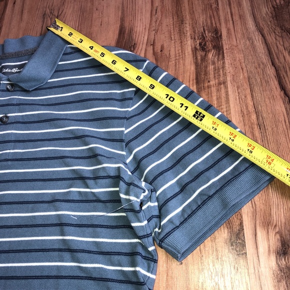 NEW EDDIE BAUER Striped Polo Shirt Blue Medium Men’s NWOT - Picture 9 of 16